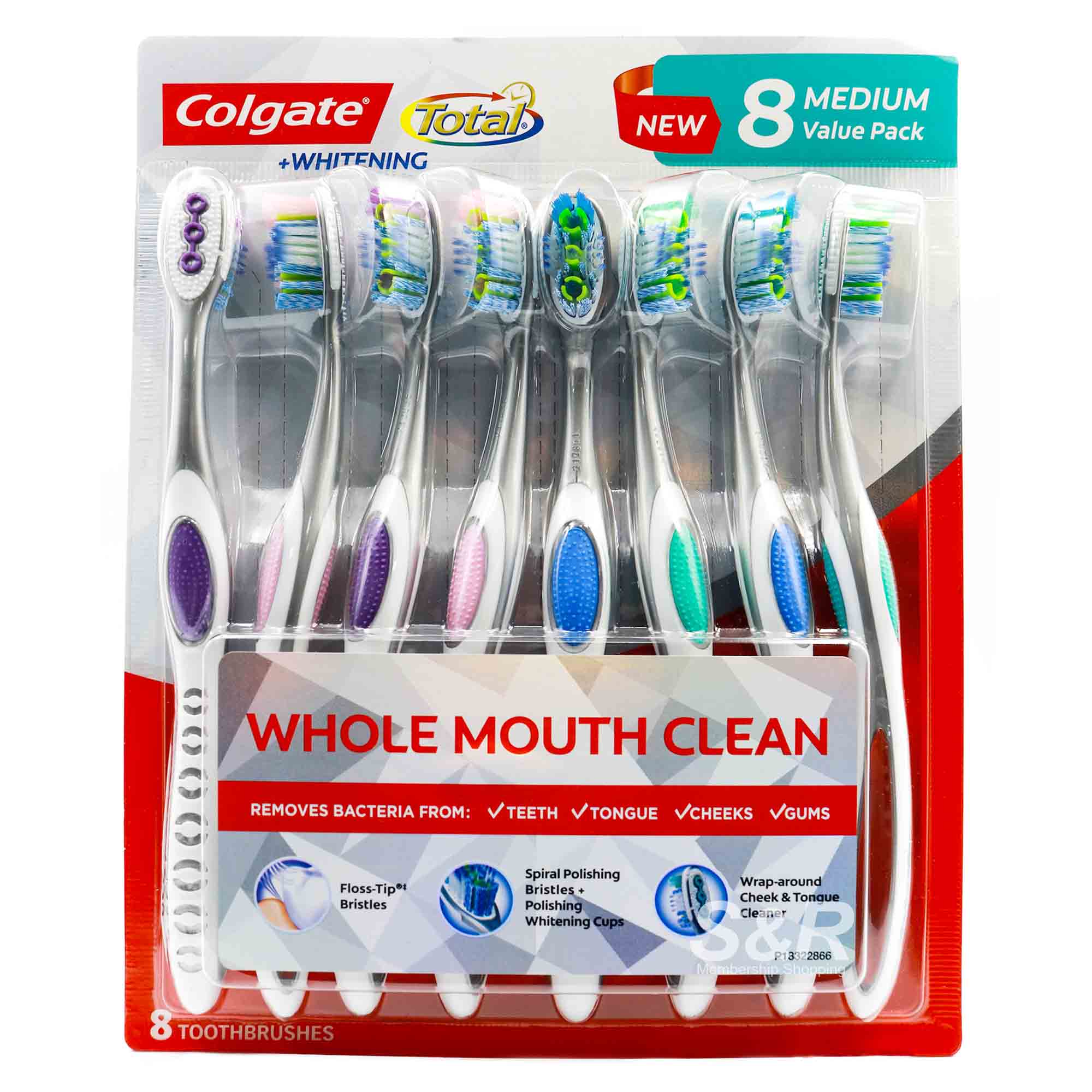 Colgate Total and Whitening Toothbrush Medium or Soft 8pcs